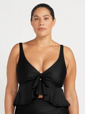 NEW 2 PC SZ 14 Tankini Artesands Hues Chagall Bikini Top + Bottom solid black